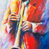 Jazz-Trumpet, Leinwand Öl 40x100