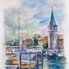 Lindau Hafen1, Aquarell auf Papier 40x30cm