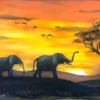 Elephants, Oil auf Leinwand 30x60