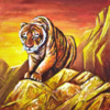 Tiger- in Berge Acryl Leinwand 60x60