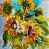 Sonneblumen, Batik 30x30