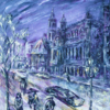 Winter in der Stadt, Acryl Leinwand 50x70